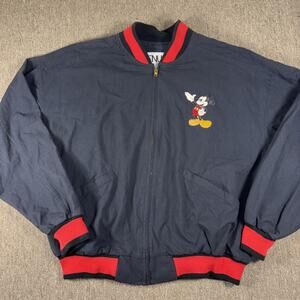 Disney Mickey Mouse Vintage Full Zip Jacket Black Graphic Large 25x26